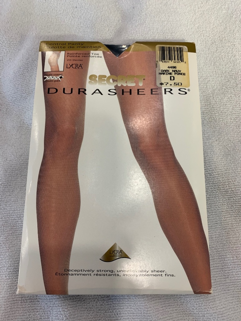 Vintage Secret Durasheers Dark Navy Control Top Pantyhose Size D 20 Denier Work